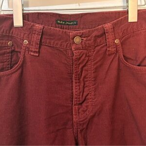 Nudie Jeans Bootcut Corduroy Jeans - Deep Burgundy - Grim Tim button fly